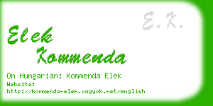 elek kommenda business card